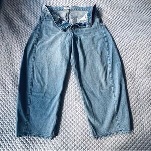 Abercrombie & Fitch Light Blue (Curve Love) Mid Rise Barrel Jeans